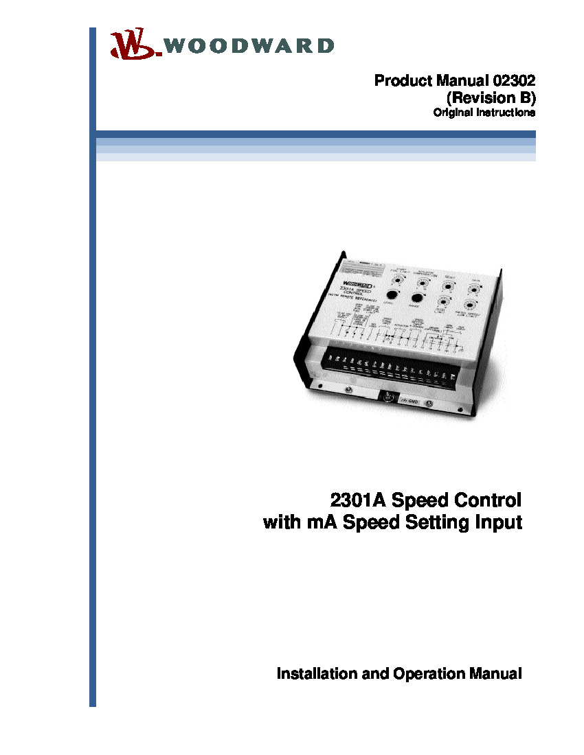 First Page Image of 9905-195 02302  2301A Speed Control with mA Speed Setting Input Instruction Manual.pdf